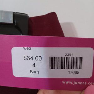 Junee's burgundy flare skirt